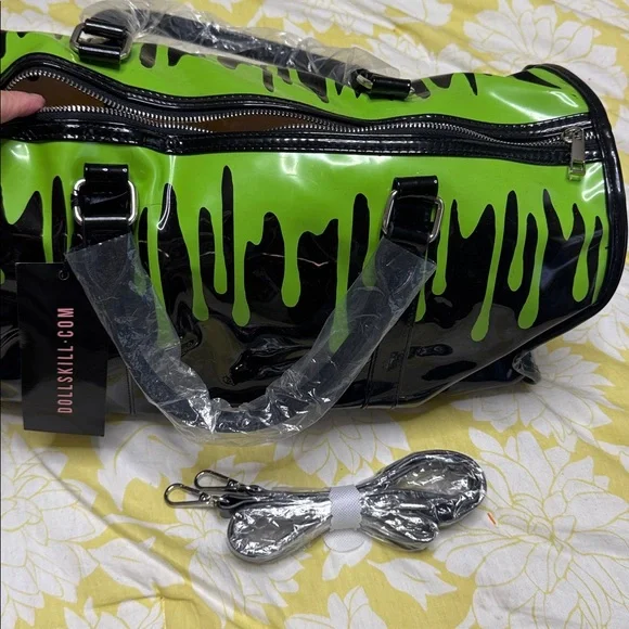 Black and Green Drip Duffel Bag dolls kill NTW weekender - Picture 3 of 4